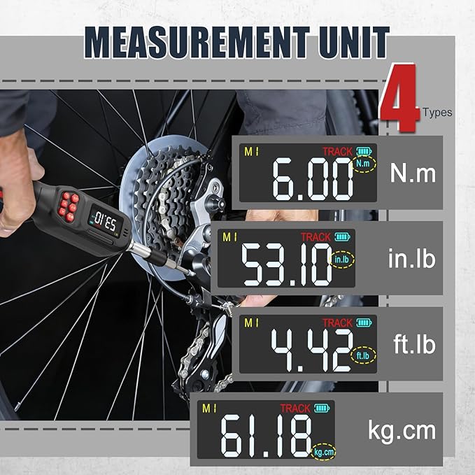 VANPO Torque Screwdriver 1/4" Digital for Gunsmithing, 2.65-53.10 in.lb | ±2% Accuracy, 0.3-6Nm, Electronic Digital Torque Wrench Screwdriver Set with 31Bits,LCD Display & Audible Buzzer for Bike