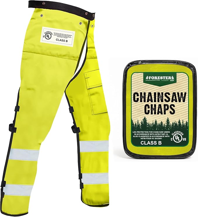 FORESTER Chainsaw Chaps for Men & Women | Apron-Style Chaps with Pocket & Adjustable Waist | Chainsaw Safety Equipment
