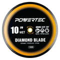 POWERTEC 10" Continuous Rim Diamond Saw Blade for Wet Tile Saw, Diamond Blade for Cutting Ceramic, Porcelain, Natural Stone Tile, Wet Cutting Only 10 inch Diamond Blades, 1 Pack (14009)