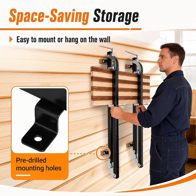 48" Panel Clamp 2 Pack with 2 U-Shaped Blocks, Fits Panels 6.8"-32" Length, 0.8" - 4.3" Thickness, Heavy Duty 4-Way Pressure Parallel Clamp with Powder-Coated Finish for Woodworking Projects