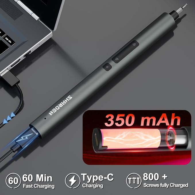 SHARDEN 75 IN 1 Mini Electric Screwdriver Set, 71 S2 Precision Bits, 3 LED Lights, Magnetic Storage, USB Charging Cable, Mini Power Screwdriver Repair Tool Kit for PC, Electronics, Tech