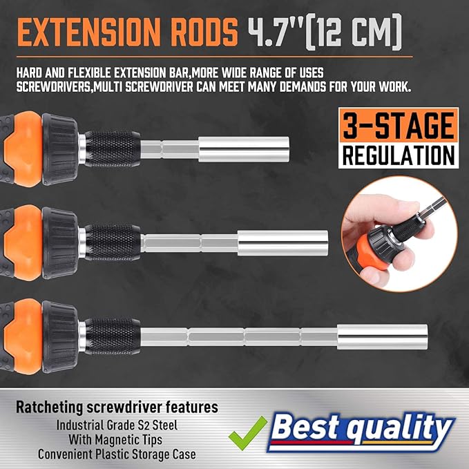 Amartisan 34-Piece Multi-bit Screwdriver Set Tool All in One, Portable Multi-Purpose Screwdriver