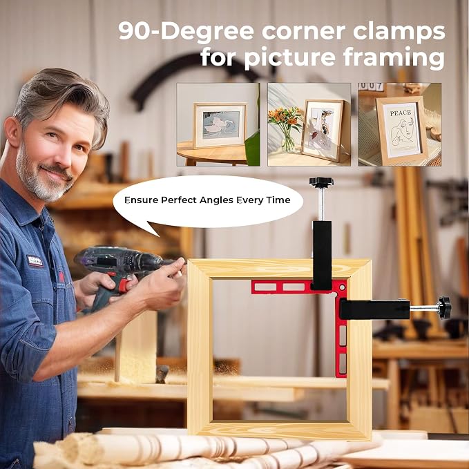 Upgraded Corner Clamp for Woodworking,90 Degree Corner Clamp Kit–4 Pack 5.5"x 5.5"Aluminum Alloy Right Angle Woodworking Tools,Corner Clamps Positioning Squares for Picture Frame,Box,Cabinets,Drawers