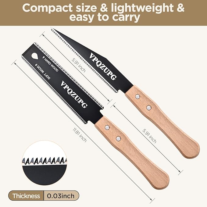 Japanese Hand Saw,Hand Saw, Woodworking Tools, 6-Inch Pull Saw,Flexible Double-Edge Blade 17/11 TPI