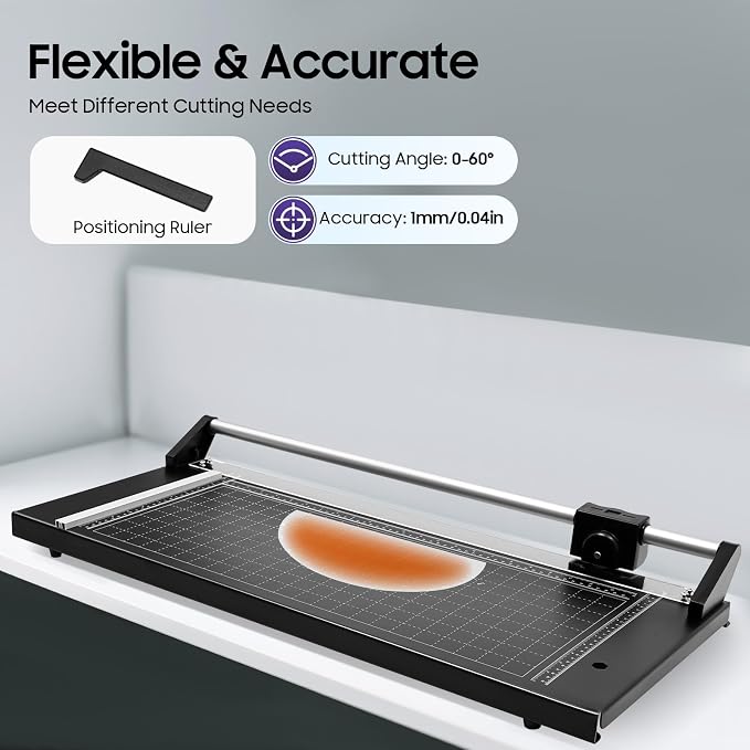 24In Rotary Paper Trimmers, Paper Cutter Trimmer with 2 Blades, Manual Precision Rotary Paper Cutter for Photo Paper, Cardstock, Office Paper