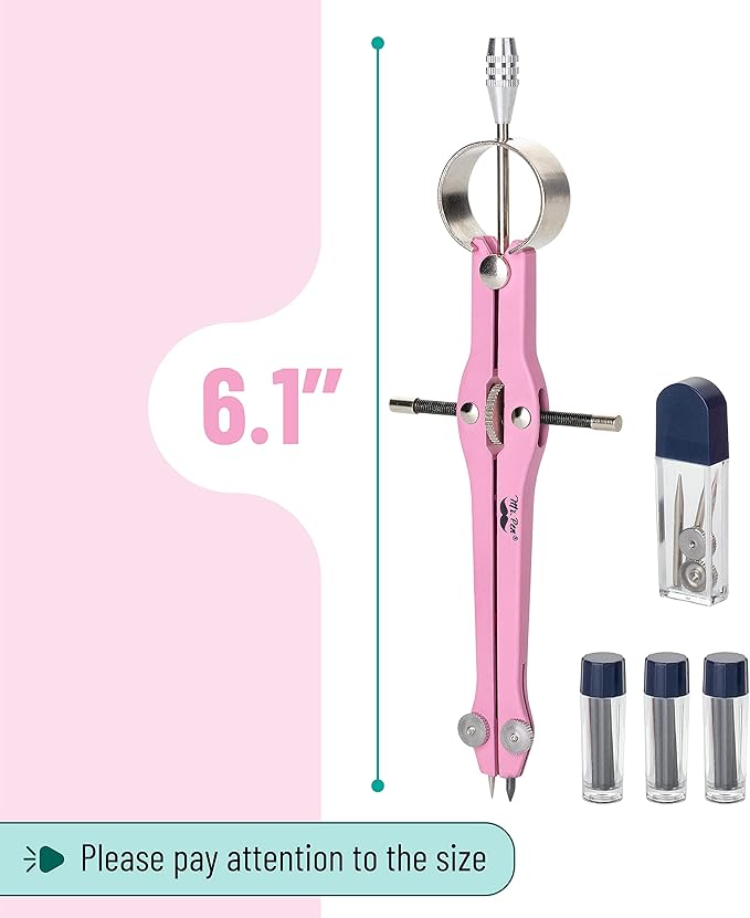 Mr. Pen- Professional Compass for Geometry, Extra Lead, Metal Compass Drawing Tool for Students, Drafting and Engineering, Technical Drawings, Circles and Geometry Projects