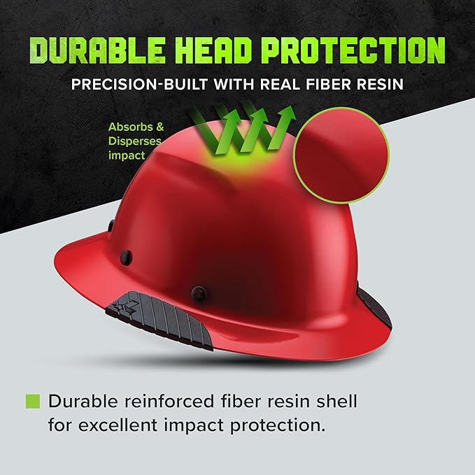 LIFT SAFETY Dax Fiber Resin Full Brim Safety Helmet/Hard Hat | 6 Point Suspension for Comfort & Impact Protection