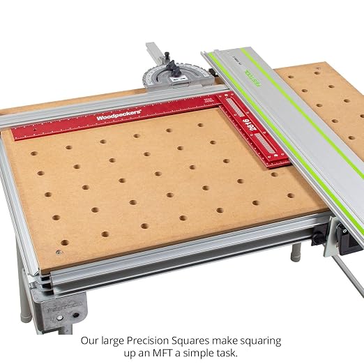 Woodpeckers Precision Woodworking Square, 18 Inch, Aluminum, USA Made, Feature Packed Square, Self Standing, Shoulder Lip, Laser Engraved Scales