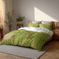 Batmerry Green Brown Branch Leaves Full Size 100% Cotton Duvet Cover Sets, Minimalist Plant Illustration Bedding Set with Zipper Closure Corner Ties, 3 Pieces (1 Cover + 2 Pillowcases No Comforter)