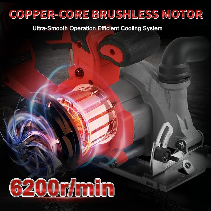 6 Inch Circular Saw for Milwaukee M18 18V Battery (No Battery), Brushless Cordless Round Saw Kit with 0-45° Cutting Bevel, 6200 RPM, Idea for Wood Plastic Soft Metal