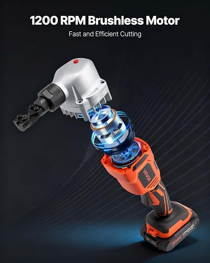 VEVOR Cordless Metal Nibbler, with 18 V 2000 mAh Battery, 1200 RPM Brushless Motor, Electric Nibbler Metal Cutter with Plastic Carrying Case for Cutting Stainless Steel, Aluminum, and Copper Sheet