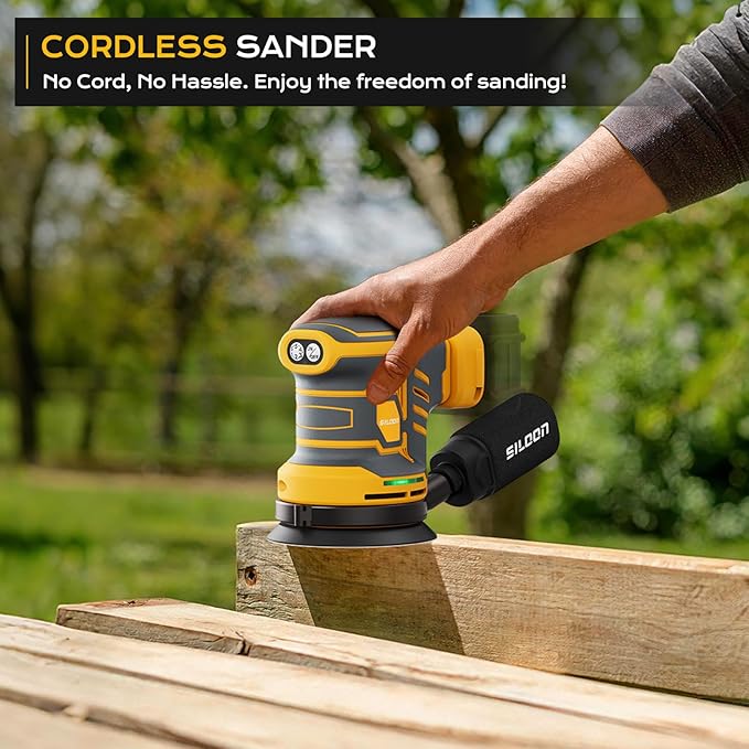 Cordless Random Orbital Sander Compatible for Dew 20V Max, 5-Inch Brushless Orbit Sander with 19000 RPM 6 Variable Speed, Electric Hand Sander With Dust Collector for Woodworking Sanding (No Battery)