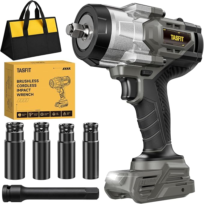 Cordless Impact Wrench 1110Ft-lbs Compatible with DeWalt 20V Battery | 1500N.m High Torque Brushless 1/2'' Impact Gun, 3-Speed, 4 Sockets for Car, Truck, Tire Removal, Rusted Bolts(NO Battery)