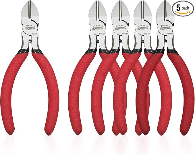5 inch Wire Cutters, 5 Pack, Diagonal Cutters, Side Wire Snips | Small Diagonal Cutters with Spring Loaded, Diagonal Cutting Pliers for Crafts, Jewelry Making