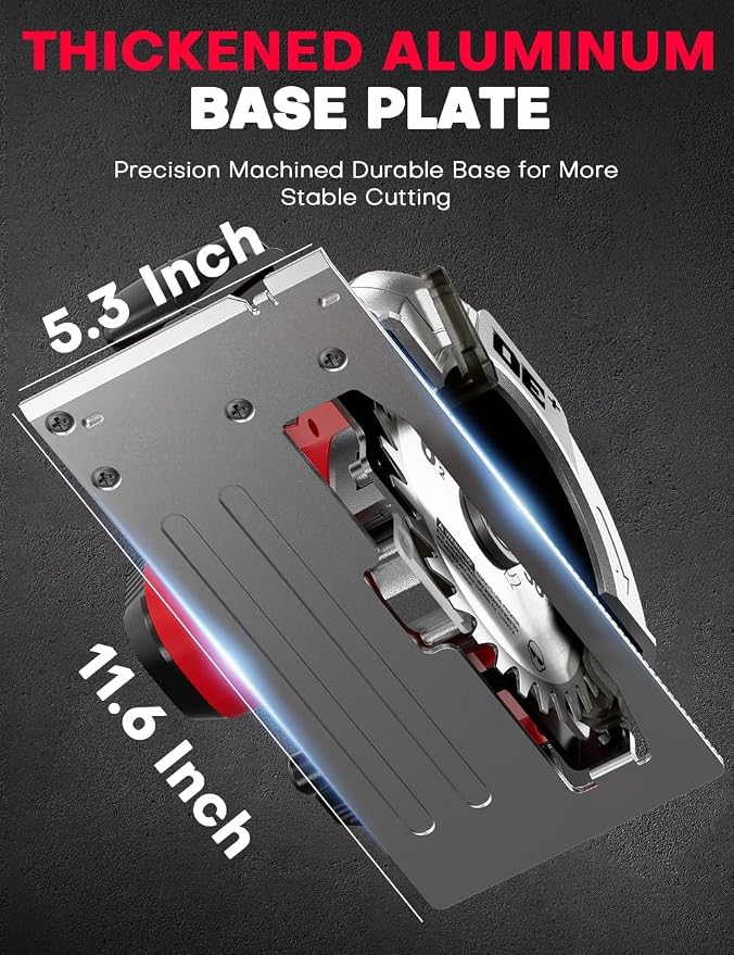 Brushless Cordless Circular Saw, for Milwaukee M18 Battery, 6-1/2 Inch Aluminum Alloy Blade, 8000 RPM, 6.2 Lbs Lightweight, Cutting Depth 2-1/5" (90°), 0-90° Bevel, Hex Wrench, Rip Guide for Wood PVC