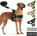 SlowTon No Pull Dog Harness with Front Clip - Heavy Duty, Soft Padded | Neck & Chest Adjustable, Tactical Pet Vest and Leash Set for Large Medium Sized Dogs, for Easy Walk & Training, Black M