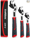 Self Adjusting Pipe Wrench, 6”8”10” Self Locking Wrench Set with Forged Double Threaded Jaws for Pipes Nuts Bolts and Plumbing Repair