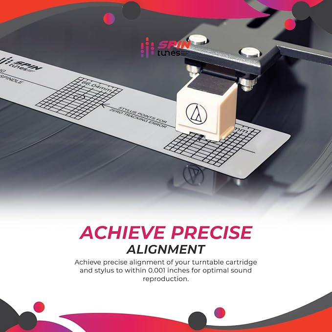 Turntable Phono Cartridge Stylus Alignment Protractor Tool- High Visible Tool for Vinyl Record Precision Calibration- Ensure Accurate Tracking and Sound Quality