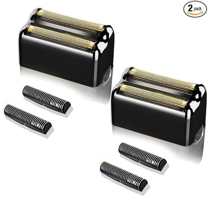 2 pack Professional Replacement Foil and Cutters for BaBylissPRO Barberology Double Foil Shaver, Compatible with BaBylissPRO Barberology FXFS2 Shaver，Black