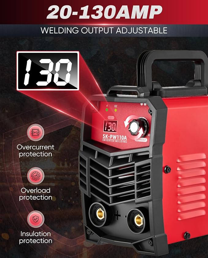 Saker Mini Stick Welder, 110V Portable Welding Machine, 20-130A Arc Welder with Smart LED Display, IGBT Inverter, Anti-Stick & Hot Start,Portable Stick Welder for Home & DIY