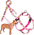 2 Hounds Design - Freedom No-Pull Harness & Training Leash in Pink Daisy | Dual Leash Loops, No Pulling on Walks | Lined to Prevent Chaffing | for Large Sized Dogs (Size M, Chest 24”- 28”)