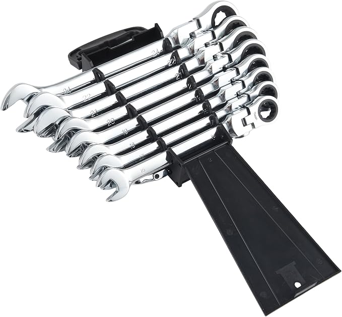 Garvee 16 Piece Metric Ratcheting Wrench Set Combination Ratcheting Wrench | 72-Tooth 5° Swing Arc CR-V Steel | Metric 8-24mm Complete Coverage for Automotive Repair, Mechanical Maintenance DIY Project