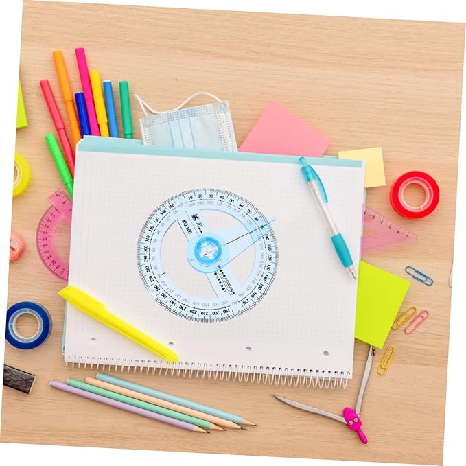 2Pcs Circle Protractor Drafting Tools Protractor Measuring Tool 360-degree Math Geometry Set for Classroom