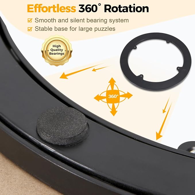 BuilderButler 1500 Pieces Assembly Required Rotating Puzzle Board with 4 Drawers, Lazy Susan & Transparent Cover, 30.7"x23.8" Portable Wooden Jigsaw Puzzle Table, Great Gift for for Puzzle Enthusiasts