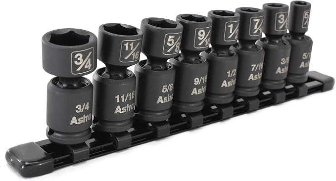 Astro Pneumatic Tool 78340 8-Piece 3/8" Drive Nano Pinless Universal Impact Sockets - SAE
