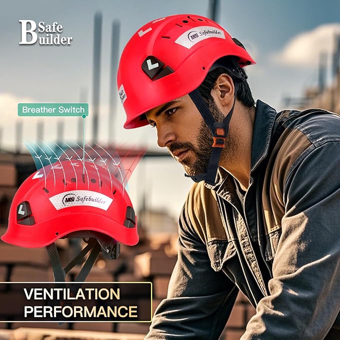 Construction Safety Helmet ABS Hard Hat Adjustable Ventilation System Hardhats Industrial Work Head Protection for Men Certified ANSI/ISEA Z89.1