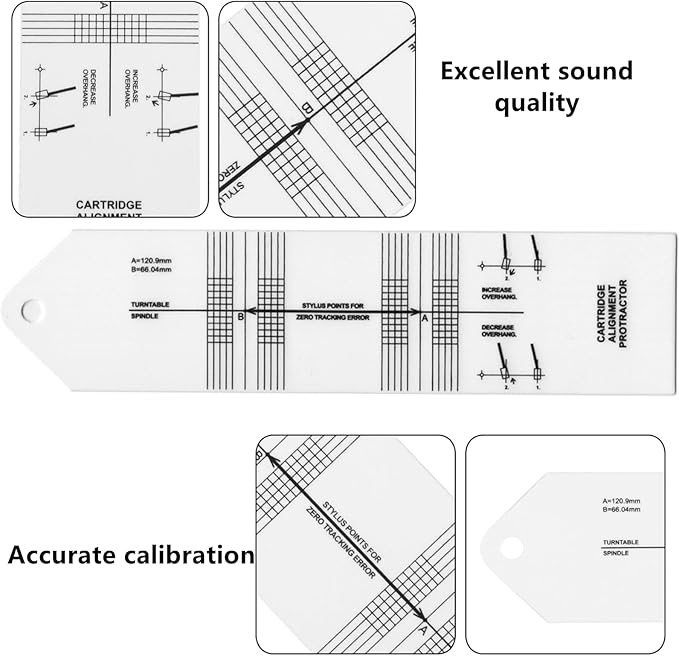 Turntable Phono Cartridge Stylus Alignment Protractor Tool Precisions Vinyls Record Player Cartridge Alignment Protractors Tool for Vinyl Record Precision Calibration