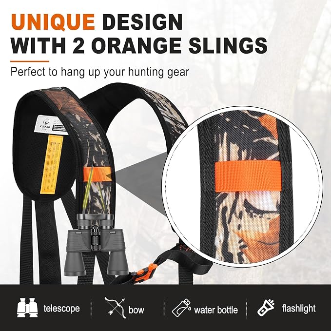 Tree Stand Harness, Hunter Safety System with Whistle Aid, Adjustable Lightweight Hunting Harness for Hunting M/L/XL