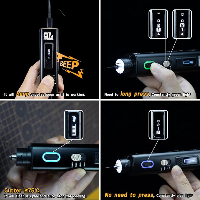 JAKEMY Corded Ultrasonic Cutter, True 35W & 40kHz Vibration, 4 Cutting Modes/5 Types Blade, 2 In 1 Handheld Cutting Knife Tool For Plastic Cutting/Precision Grinding/Modelmaking/Woodcarving/Craft DIY