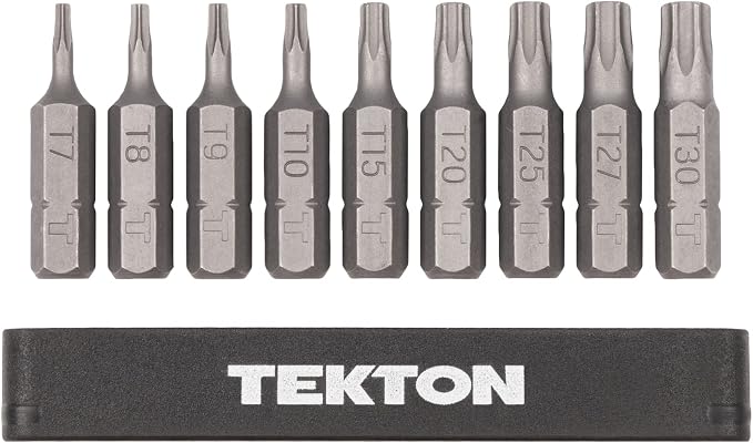 TEKTON 1/4 Inch Star Bit Set with Rail, 9-Piece (T7-T30) | DZT93001