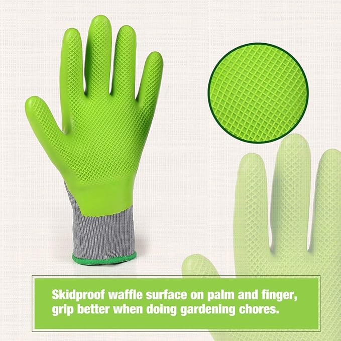 WORKPRO 6 Pairs Garden Gloves, Work Glove with Eco Latex Palm Coated, Gardening Gloves, Working Gloves for Weeding, Digging, Raking, and Pruning (Large)
