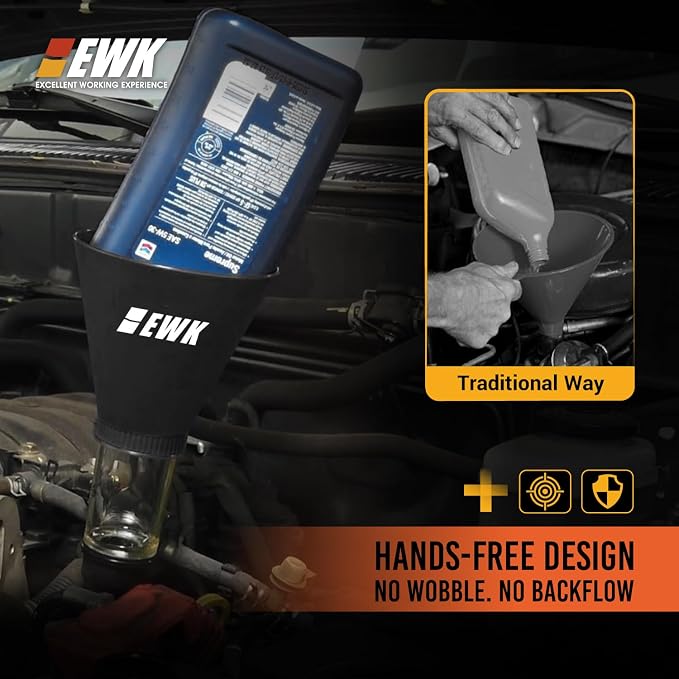 EWK 64mm Oil Filter Wrench, Drain Hose & Oil Funnel Set, Complete No-Mess Forged Aluminum Oil Change Kit for Toyota, Lexus, Scion 2.0L - 5.7L Engines