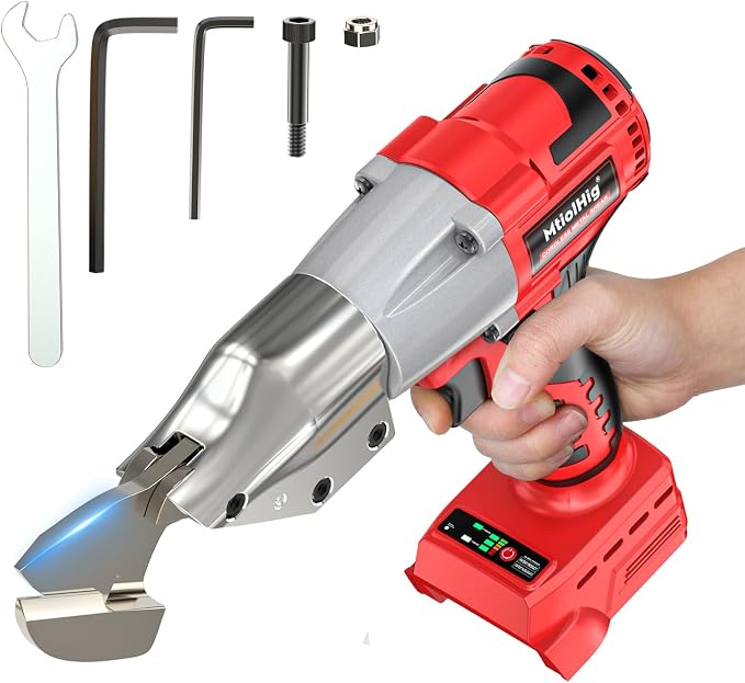 MtiolHig Cordless Sheet Metal Cutter: Sheet Metal Nibbler Compatible with Milwaukee 18V Battery - 221 Ft-Lbs Torque Metal Shears - Cuts 18GA Material for Steel, Leather & Carpet(Tool Only)