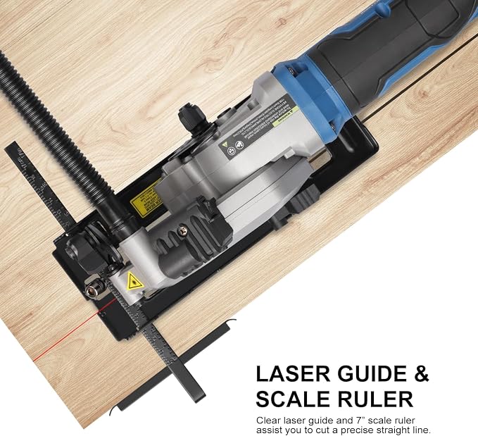 Mini Circular Saw Corded, 4A 3500RPM Compact Saw with Laser Guide, Rip Guide, Vacuum Adapter, Electric Circular Saw with 4-1/2" 24T TCT Blades for Wood, PVC, Plasterboard, Drywall