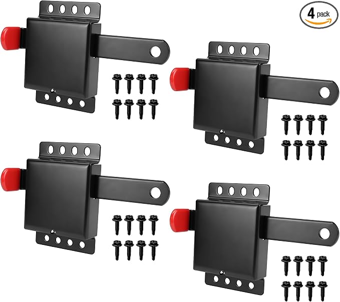 Heavy Duty Max Garage Door Side Lock Inside Deadlock for Most Garage Door Iron Galvanizing -4 Pack, Black