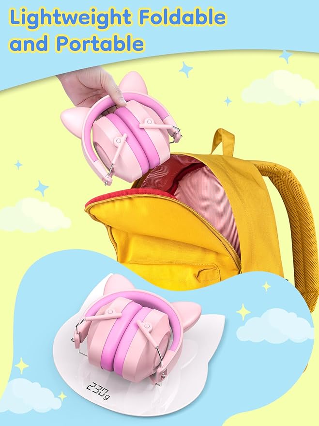 Dr.meter Ear Muffs for Noise Reduction: 32dB SNR Noise Cancelling Headphones for Kids Autism Sensory, Adjustable Kids Ear Hearing Protection for Autism Sensory, Fireworks, Concert w/Fun Stickers