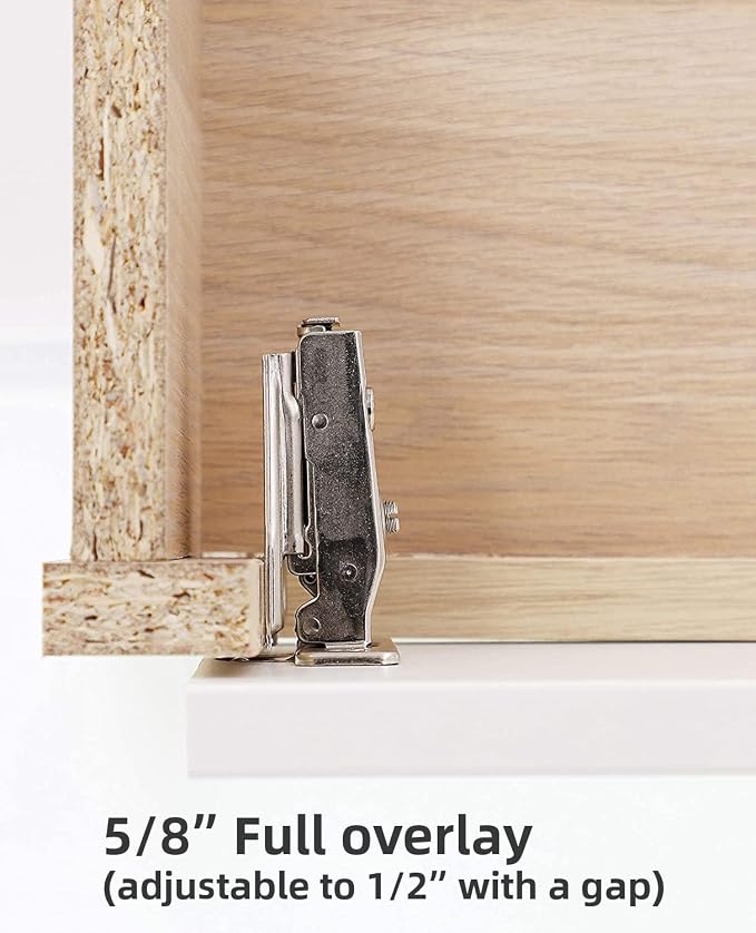DecoBasics (100 PCS) Full Overlay Soft Close Cabinet Hinges for Kitchen Cabinets - 105° Face Frame Concealed Cabinet Door Hinge -3 Way Adjustability -Clip on Plate & Matching Screw 4 Easy Installation