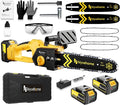 12 Inch Electric Chainsaw Cordless Brushless Battery Tree Saw Yellow | Cordless, Automatic Oiler, Brushless Motor, Security Lock, For Wood/Trees Trimming