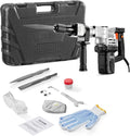 VEVOR Electric Demolition Hammer, 1400W Heavy Duty Jackhammer with 2 Chisel Bits and Carrying Case, 2900 BPM for Breaking Concrete, Includes Black Gloves