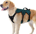 rabbitgoo Escape Proof Dog Harness for Large, No Pull with Lift Handle | No Escape, Full Soft Padded, Reflective Adjustable Vest, Leash Clip for Walking Hiking Training, Dark Green, Large