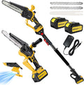 2-in-1 Cordless Pole Saw & Mini Chainsaw, 8-Inch Brushless Electric Tree Trimmer, 2 x 4.0Ah Batteries, Up to 16 Ft Reach, LED Light, Battery Powered Pole Saw for Tree Trimming & Branch Cutting