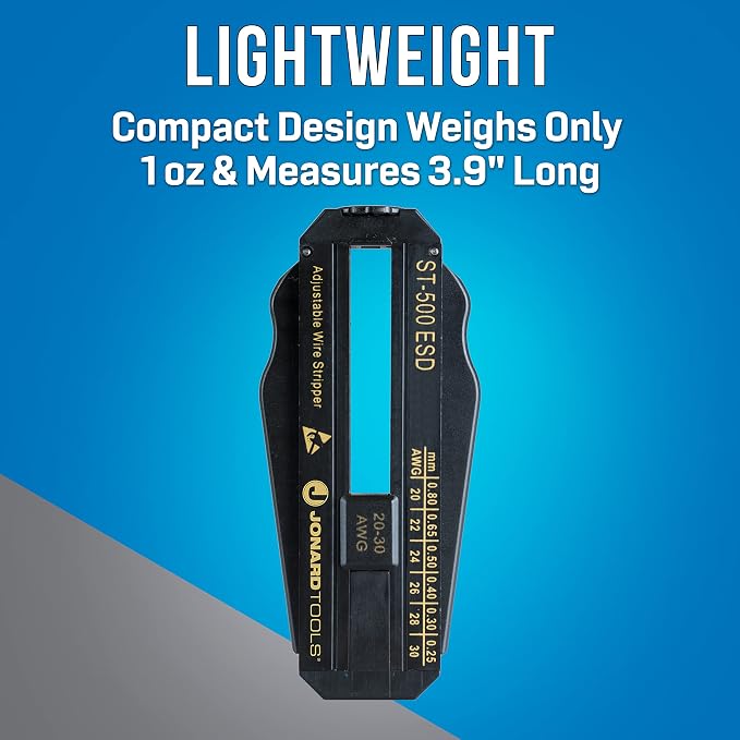 Jonard Tools ST-500ESD ESD-Safe Adjustable Precision Wire Stripper, 20-30 AWG
