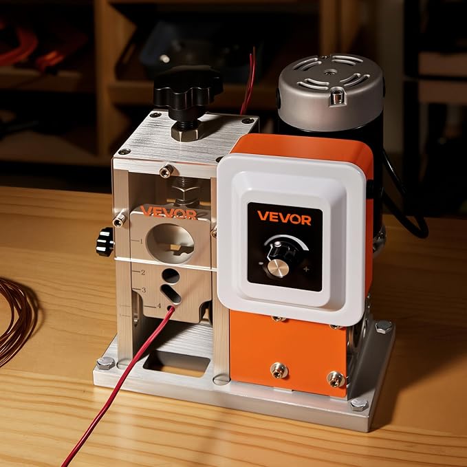 VEVOR Electric Wire Stripping Machine, 0.06-1.57 in, 400W Automatic Motorized Cable Stripper, 9.84 IPS (15 m/min) Wire Peeler with Blades, V-Shaped Rollers, Cooling Fan, for Scrap Copper Recycling