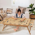 TEAKMAMA 2000Pcs Jigsaw Puzzle Table with 4 Drawers for Adults,Natural | Wooden Jigsaw Foldable Puzzle Board with legs,with Protective Cover,Multifunctional Game Table,41.3W x 27.5D
