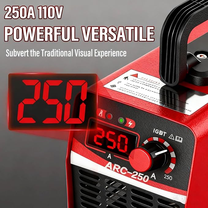 Wrdlosy-MINI Portable Stick Welder 250Amp, 110V Welding Machine with 20PCS Rods & Gloves – Compact Arc Welder Kit for Beginners, Home DIY, Metal Repairs (Iron, Steel, Stainless Steel)