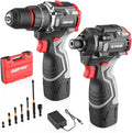 16.8V Cordless Drill & Impact Driver Combo Kit, 3/8" Drill & 1/4" Impact Driver, 2×2000mAh Batteries, for DIY Projects, Furniture Assembly & Home Repairs